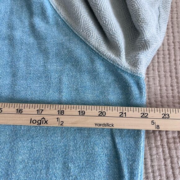 L.L.Bean Sweatshirt Womens Large Blue Green Raglan Textured Sleeves Pullover - Picture 7 of 9